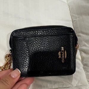 Coach Black Leather Wallet with Gold Accents